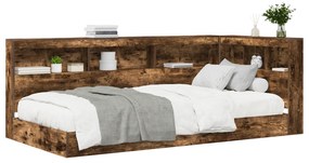 vidaXL Κρεβάτι Βιβλιοθήκης Καπνιστής Δρυς 75x190 εκ. Επεξεργασμένο Ξύλο