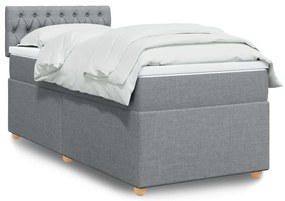 vidaXL Κρεβάτι Boxspring με Στρώμα Ανοιχτό Γκρι 90x190 εκ. Υφασμάτινο