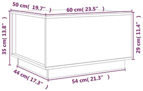 Τραπεζάκι Σαλονιού Καφέ Μελί 60x50x35 εκ. Μασίφ Ξύλο Πεύκου - Καφέ