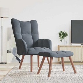 vidaXL Πολυθρόνα Relax Σκούρο Γκρι Βελούδινη με Σκαμπό