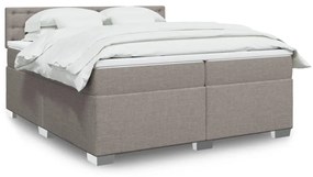 vidaXL Κρεβάτι Boxspring με Στρώμα Taupe 200x200 εκ. Υφασμάτινο