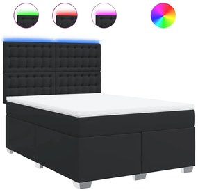 Κρεβάτι Boxspring με Στρώμα Μαύρο 160x200εκ.από Συνθετικό Δέρμα - Μαύρο