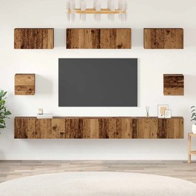 vidaXL Σετ επίπλου τηλεόρασης Επιτοίχιο 8 pcs Παλαιό ξύλο