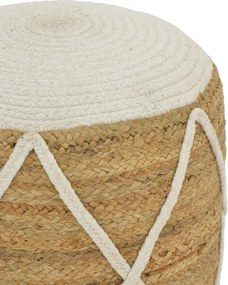 Σκαμπό-πουφ Maroc Inart γιούτα σε φυσική και λευκή απόχρωση Φ40x45εκ