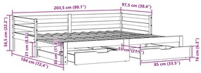 Καναπές Κρεβάτι Συρόμενος Χωρίς Στρώμα 90x200 εκ. &amp; Συρτάρια - Καφέ