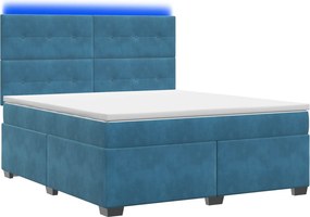 vidaXL Κρεβάτι box spring με στρώμα Μπλε 140 x 200 cm Βελούδο