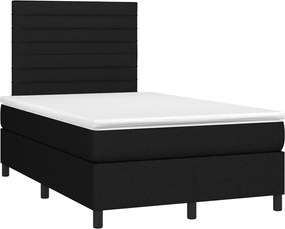 vidaXL Κρεβάτι Boxspring με Στρώμα &amp; LED Μαύρο 120x190 εκ. Υφασμάτινο