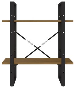 vidaXL Βιβλιοθήκη με 2 Ράφια Καφέ Μελί 60x30x70 εκ. Μασίφ Ξύλο Πεύκου