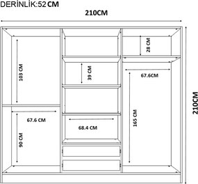 Εξαφυλλη Ντουλαπα  Λευκο Ματ  RB 52x105x210