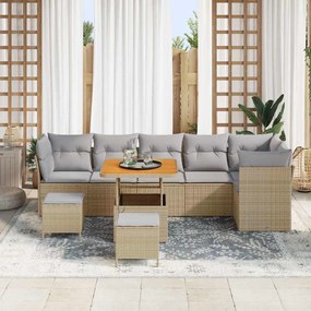 vidaXL Σετ Καναπέ Κήπου 9 pcs Μπεζ συνθετικό ρατάν