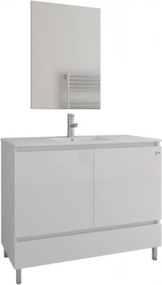 Drop Delta 100 Slim White Gloss 102x47 - Πάγκος με Νιπτήρα &amp; Καθρέπτη