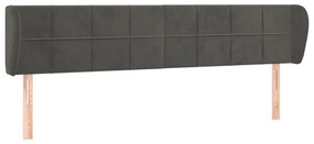 Κεφαλάρι με Πτερύγια Σκούρο Γκρι 183x23x78/88 εκ. Βελούδινο - Γκρι
