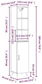 Ντουλάπι Καπνιστή δρυς 34,5x34x180 εκ. από Επεξεργασμένο Ξύλο - Καφέ