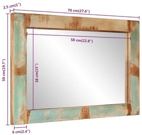Καθρέφτης 70 x 50 εκ. από Μασίφ Ανακυκλωμένο Ξύλο και Γυαλί - Πολύχρωμο