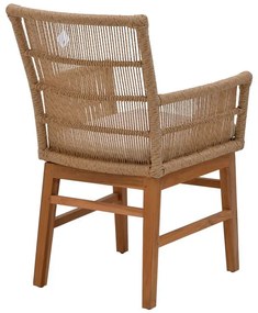 Πολυθρόνα Inca  teak ξύλο και pe σχοινί σε φυσική-μπεζ απόχρωση με μαξιλάρι 60x61x90εκ 60x61x90 εκ.