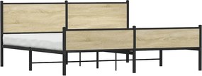 vidaXL Σκελετός Κρεβ. Χωρίς Στρώμα Sonoma Δρυς 200x200 εκ. Μεταλλικό