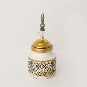 ΒΑΖΟ ΚΕΡΑΜΙΚΟ ΛΕΥΚΟ - ΧΡΥΣΟ 12x12x22cm|752-20049