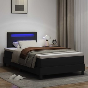 VidaXL Κρεβάτι με ελατήρια Μαύρο 120 x 190 cm Τεχνητό δέρμα