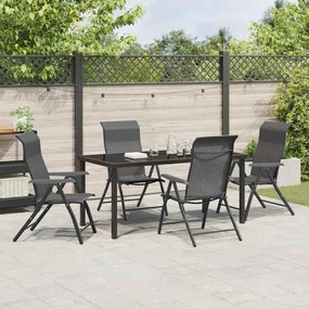 vidaXL Σέτ φαγητού για κήπο Ρυθμιζόμενο ύψος 5 pcs Γκρι Πολυ ράταν