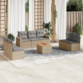 vidaXL Patio Sofa Set 5-θέσια Μίξη μπεζ και ανοιχτό γκρι