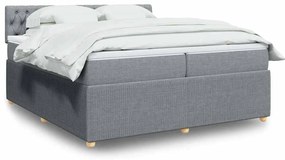vidaXL Κρεβάτι Boxspring με Στρώμα Ανοιχτό Γκρι 200x200 εκ. Υφασμάτινο