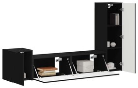 vidaXL Σετ επίπλου τηλεόρασης Επιτοίχιο 4 pcs Μαύρο Επεξεργασμένο ξύλο