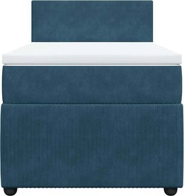 vidaXL Κρεβάτι Boxspring με Στρώμα Μπλε 80 x 200 εκ. Βελούδινο