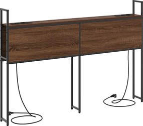 vidaXL Κεφαλάρι Αποθήκης με Σταθμό Φόρτισης με ράφι Καφέ δρυς 98 cm