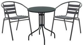 Σετ κήπου - Τραπεζαρία Vergo - Tade 3 τεμ. μαύρο μέταλλο Φ60x70 εκ. 60x60x70 εκ.