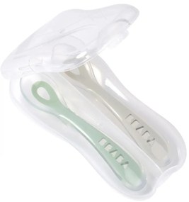 Béaba Κουτάλια σιλικόνης 2 stage (2 τεμ) velvet grey/sage green