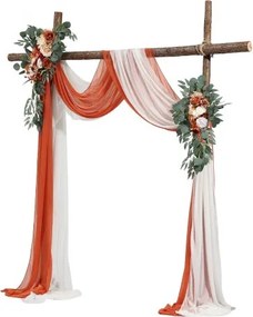 VEVOR Artificial Wedding Arch Flowers Kit Orange With 2 Pcs Flowers 2 Pcs Drapes