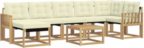 vidaXL Σειρά Καναπέ Εξωτερικού με μαξιλάρι 8 pcs Λευκό και Κρεμ