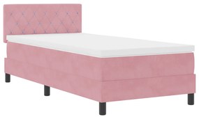 vidaXL Κρεβάτι Box Spring με Στρώμα Ροζ Μονό Βελούδο