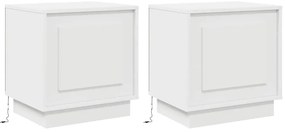 vidaXL Κομοδίνο με 2 pcs Λευκό 44 x 34.5 x 45 εκ Επεξεργασμένο ξύλο