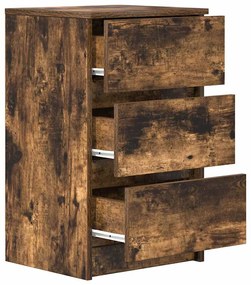 Κομοδίνο με 3 συρτάρια Καπνιστή δρυς 39x35x65 εκ. 861345