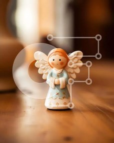 Intra Συλλεκτικό Ξύλινο Παζλ Plywood 4mm - Ειδώλιο αγγέλου σε ξύλινο τραπέζι Σε Ξύλινο Κουτί - Διαστάσεις: 10x10 cm – 25 κομμάτια