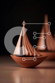 Intra Συλλεκτικό Ξύλινο Παζλ Plywood  4mm - Ξύλινα ιστιοπλοϊκά σε σκοτεινό τραπέζι Σε Ξύλινο Κουτί - Διαστάσεις: 10x10 cm – 25 κομμάτια