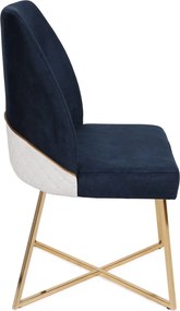 Καρέκλα 4τμχ Χρυσό / Σκούρο Μπλε LEVAL 50x49x90