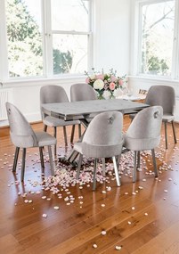 Σετ Τραπεζαρίας με Καρέκλες Ασημί Βάση -λευκό/ανοιχτό γκρι 120x80x75 cm
