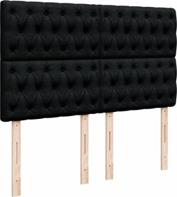 vidaXL Κρεβάτι Boxspring με Στρώμα Μαύρο 140x190 εκ. Υφασμάτινο