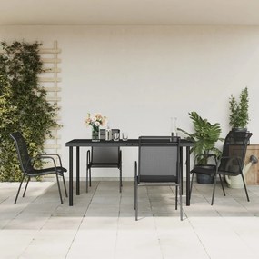 vidaXL Σετ Τραπεζαρίας Κήπου 5 Τεμαχίων Μαύρο Ατσάλι &amp; Textilene