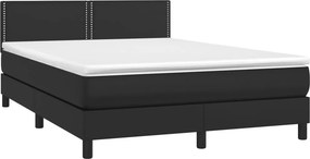 vidaXL Κρεβάτι Boxspring με Στρώμα &amp; LED Μαύρο 140x190 εκ. Συνθ. Δέρμα