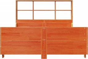 vidaXL Κρεβάτι Βιβλιοθήκη Χωρίς Στρώμα Καφέ 140x190 εκ Μασίφ Πεύκο