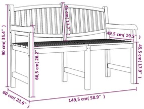 vidaXL Παγκάκι Κήπου 149,5 x 60 x 90 εκ. από Μασίφ Ξύλο Teak