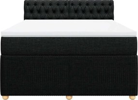 vidaXL Κρεβάτι Boxspring με Στρώμα Μαύρο 140x200 εκ. Υφασμάτινο