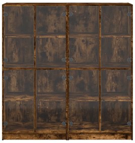 vidaXL Βιβλιοθήκη με Πόρτες Καπνιστή Δρυς 136x37x142 εκ. Επεξ. Ξύλο