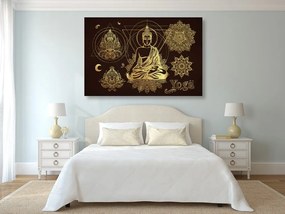 Εικόνα ενός χρυσού Βούδα που διαλογίζεται - 120x80