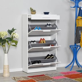 Παπουτσοθήκη Flat Megapap 18 ζεύγων χρώμα λευκό 75x29x128εκ.