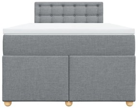 Κρεβάτι Boxspring με Στρώμα Ανοιχτό Γκρι 120x190 εκ. Υφασμάτινο - Γκρι