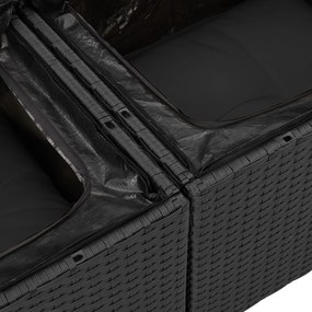 vidaXL 12 κομμάτια Σετ Καναπέ Κήπου με Μαξιλάρια Μαύρο Πολυ Ράταν